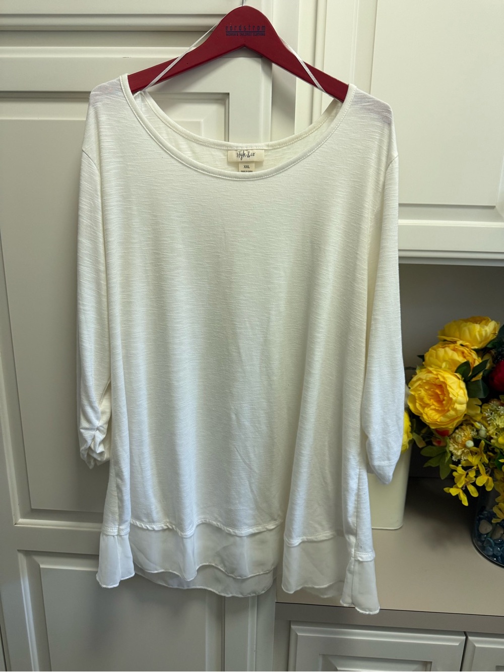 Style & Co. Ivory Layered Hem Women's Tunic Top
